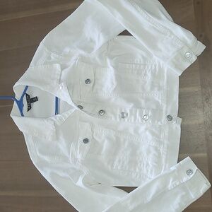 BACCINI Women's WHITE Denim Button Up Jacket Size M